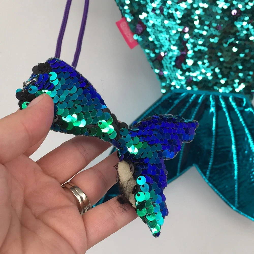 Sequin Mermaid Tail Backpack Bag in Teal & Purple